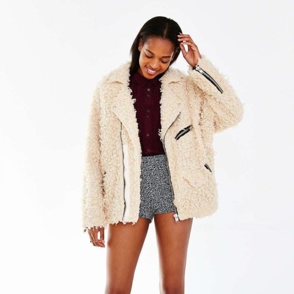 UNIF X URBAN OUTFITTERS Sherpa Moto Jacket XS - Picture 2 of 4